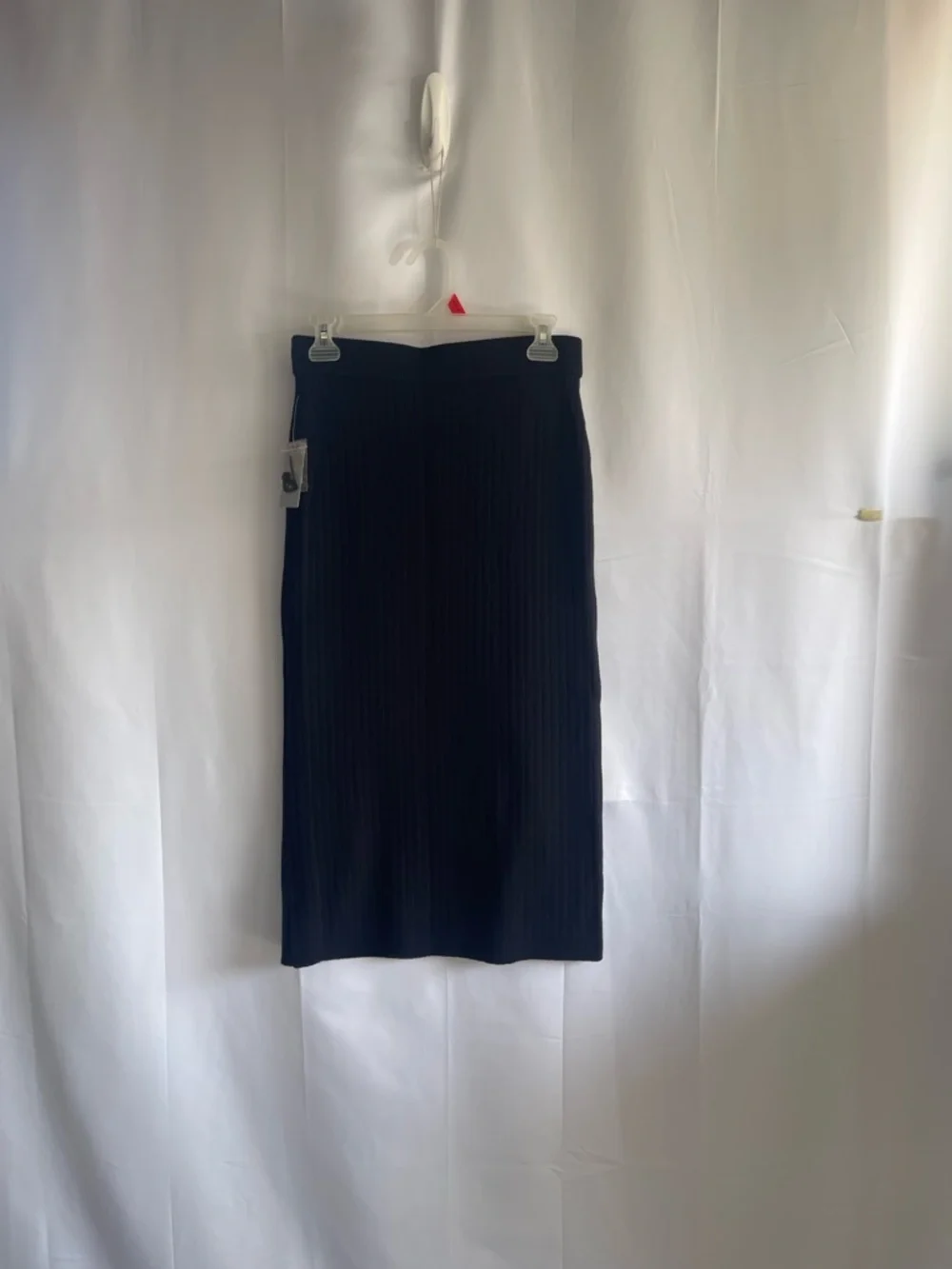 Anthropologie Black Ribbed High-Low Midi Skirt - Picture 4 of 6